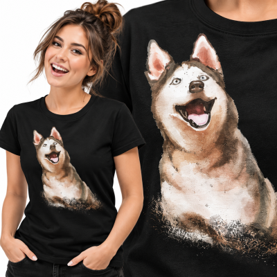 KOSZULKA DAMSKA ZWIERZĘTA   DOG HUSKY